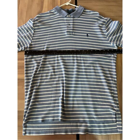 Polo Ralph Lauren AdultLarge Blue Striped Short Sleeve Collared Mens - Picture 7 of 7